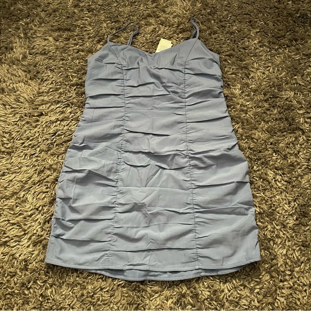 Abercrombie and fitch light blue ruffle ruched mini dress size medium